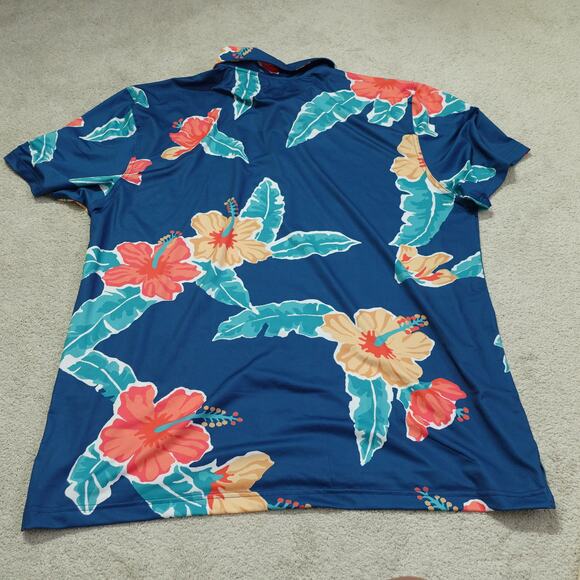 NWT Chubbies Mens The Weekend Polo Shirt Short Sleeve Floral Beach Blue Size XXL - Picture 2 of 9